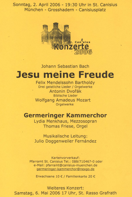 Plakat Jesu meine Freude 2006